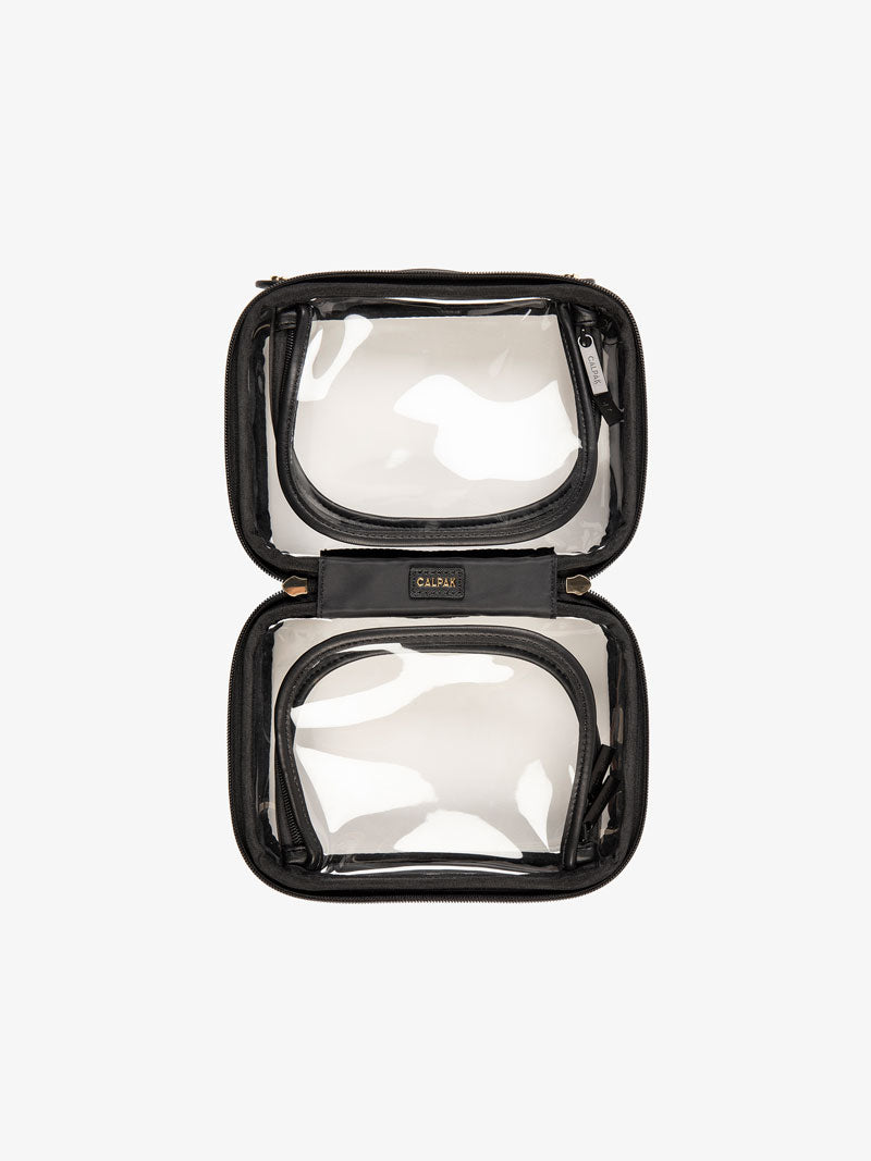 open mini clear cosmetics case