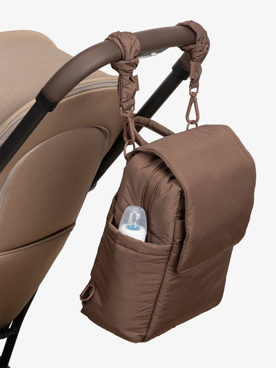 CALPAK Convertible Mini Diaper Backpack in brown Hazelnut with Brown Hazelnut Stroller Straps; BBPC2401-HAZELNUT-HAZELNUT view 2