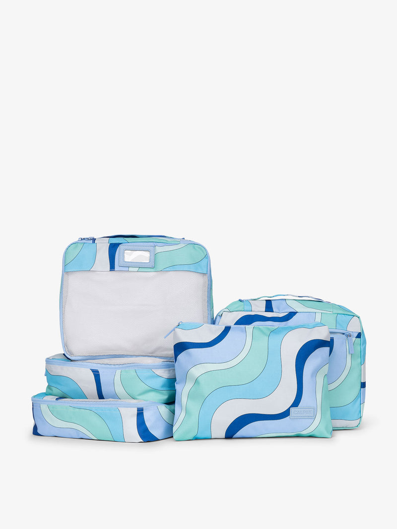 CALPAK wavy blue pattern packing cube 5-piece set