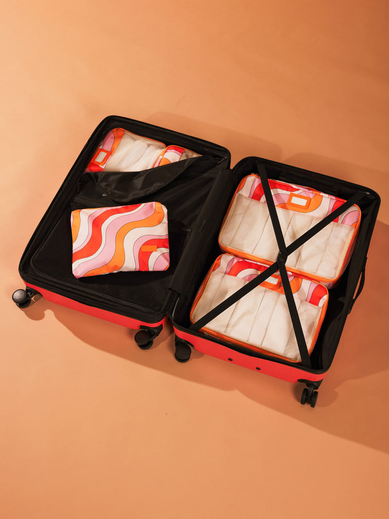 luggage with packing cube organizers