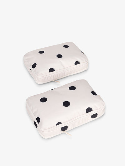 CALPAK small compression packing cubes in black and white polka dot; PCS2301-POLKA-DOT view 1