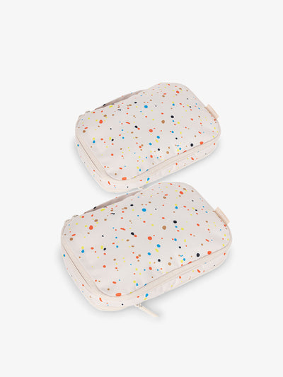 CALPAK small compression packing cubes in beige and multi-colored speckle; PCS2301-SPECKLE view 1