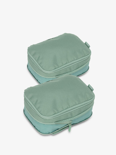 CALPAK small compression packing cubes with top handles and expandable by 4.5 inches in green sage
