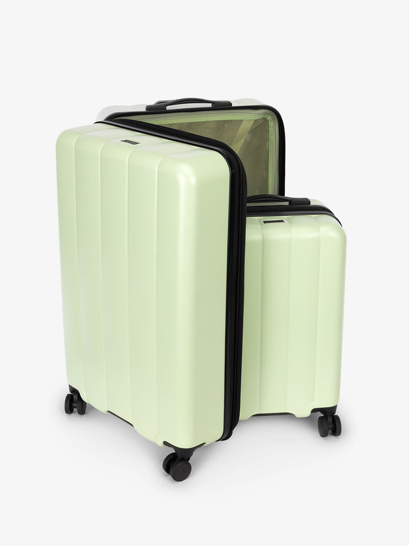 CALPAK Starter Bundle 2 piece hard side luggage set with 360 spinner wheels in green daisy