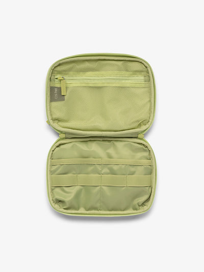 CALPAK tech and electronics organizer for travel in green lime viper