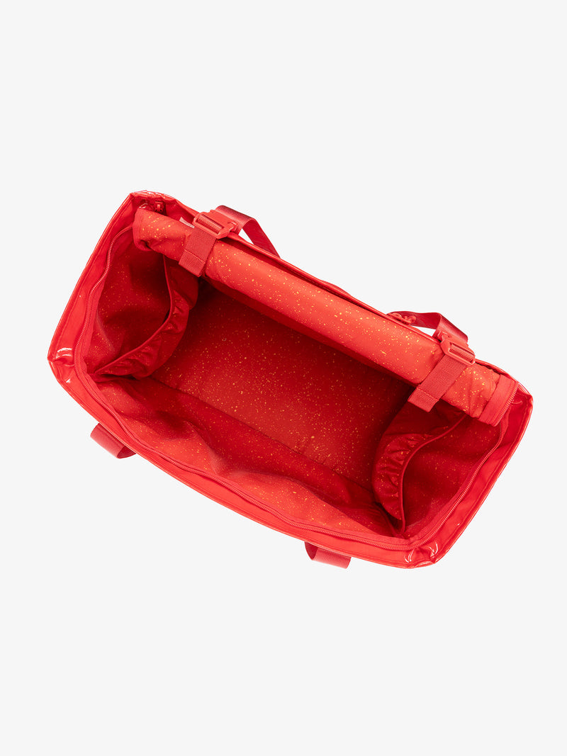 CALPAK Terra 35L Water Resistant Tote Bag in red top view showing the inside of tote bag