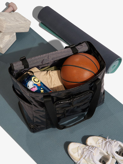 CALPAK Terra 35L Water Resistant Tote Bag for gym use in obsidian