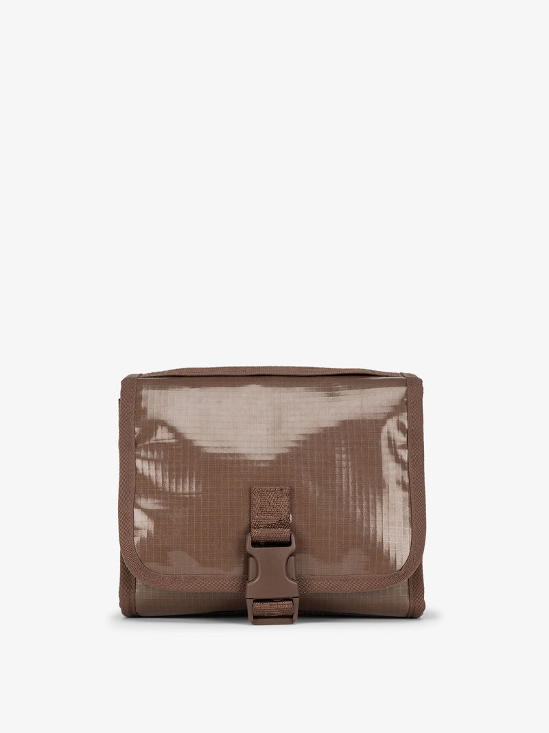 CALPAK Terra Hanging Toiletry Bag in brown cacao