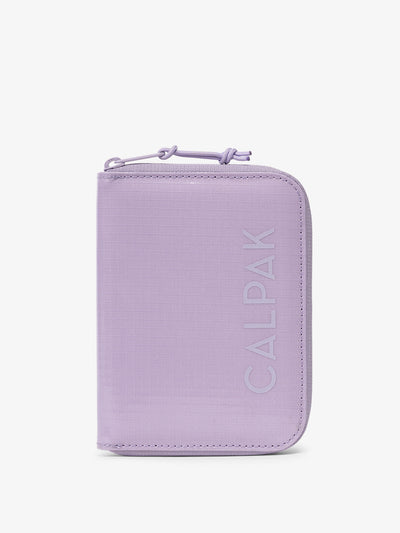 CALPAK Terra Zippered Passport Wallet in Amethyst light purple front view; ATPW2501-AMETHYST view 1