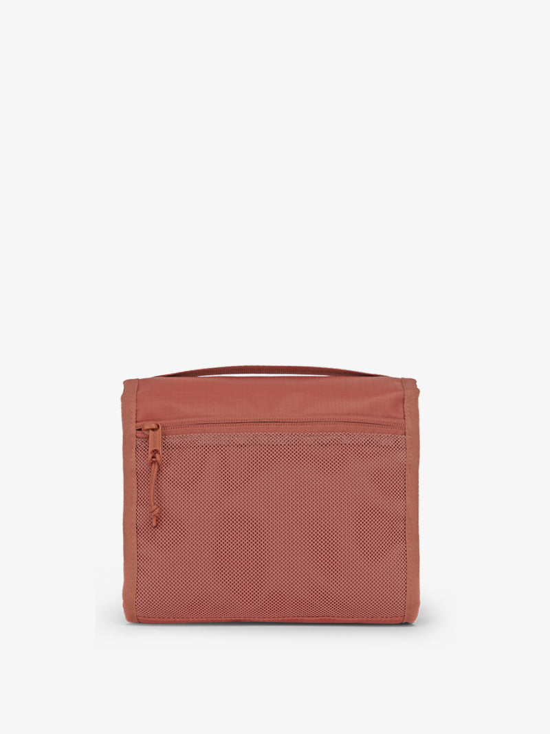 CALPAK Terra Hanging Toiletry Bag in red and orange Matte Clay back view