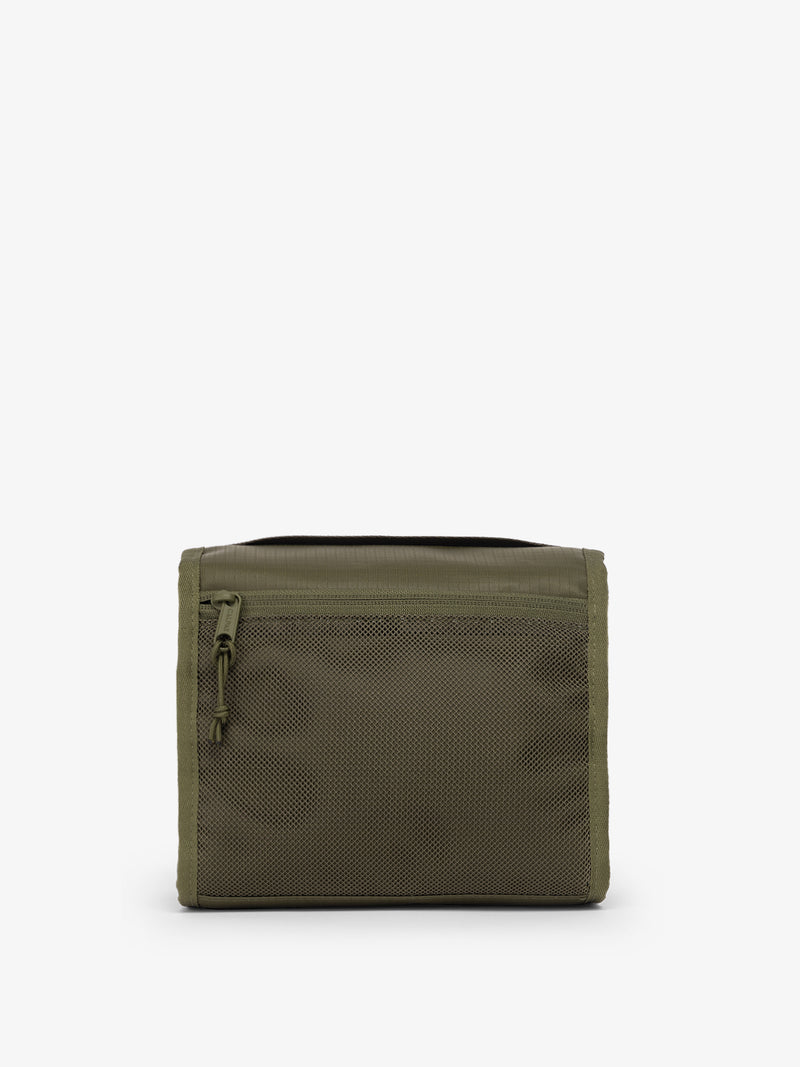 CALPAK Terra Hanging Toiletry Bag in dark green Matte Pine front view