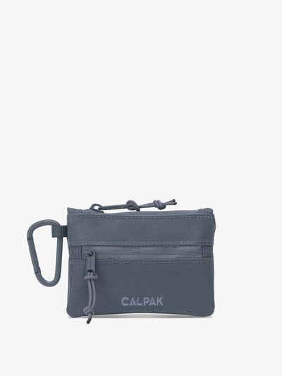 CALPAK Terra Clippable Card Pouch in blue Matte Indigo front view; TPC2401-INDIGO view 1