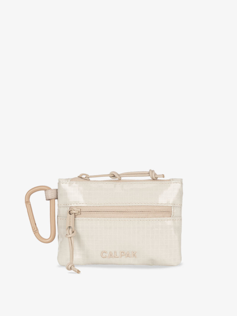 CALPAK Terra Clippable Card Pouch in off-white and tan White Sands