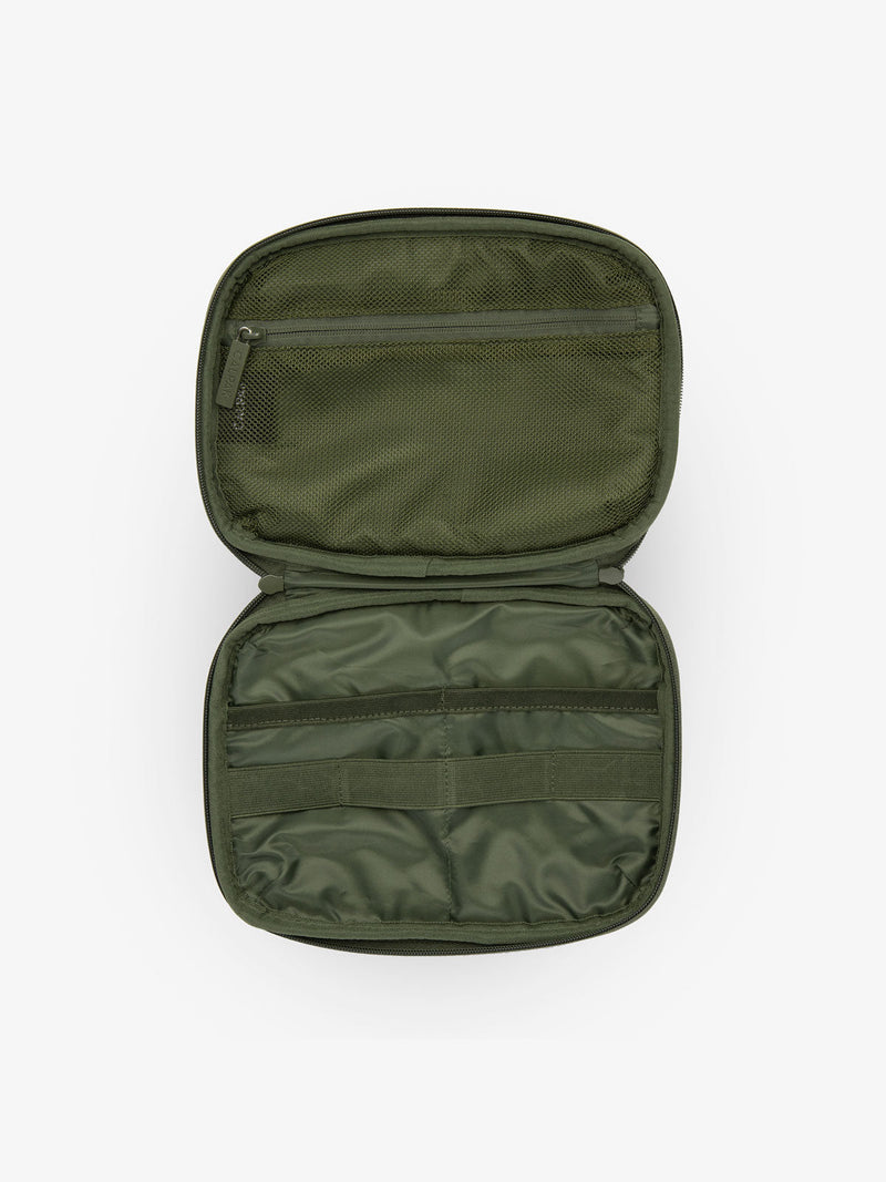 CALPAK electronics and tech bag in green moss color