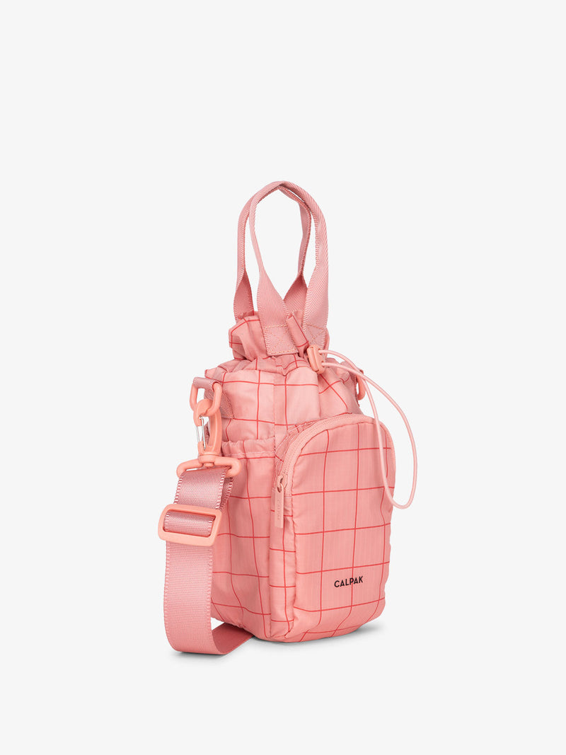 CALPAK Water Bottle Holder in pink grid