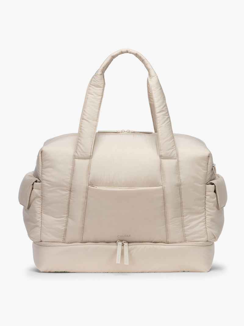 CALPAK Weekender Duffel in white Oatmeal