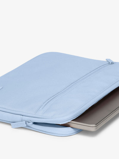 CALPAK 13-14" laptop sleeve with front zipper pouch in light blue