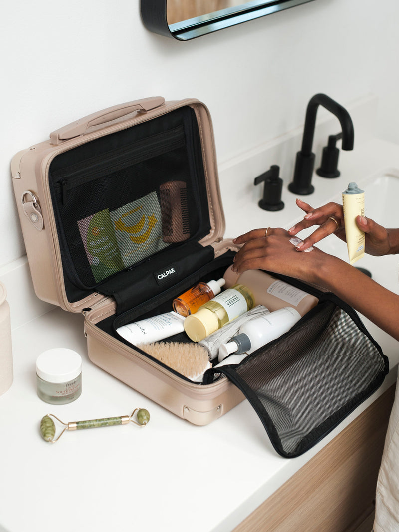 opened travel vanity case