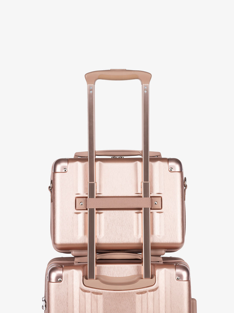 CALPAK Ambeur rose gold travel vanity case with trolley sleeve