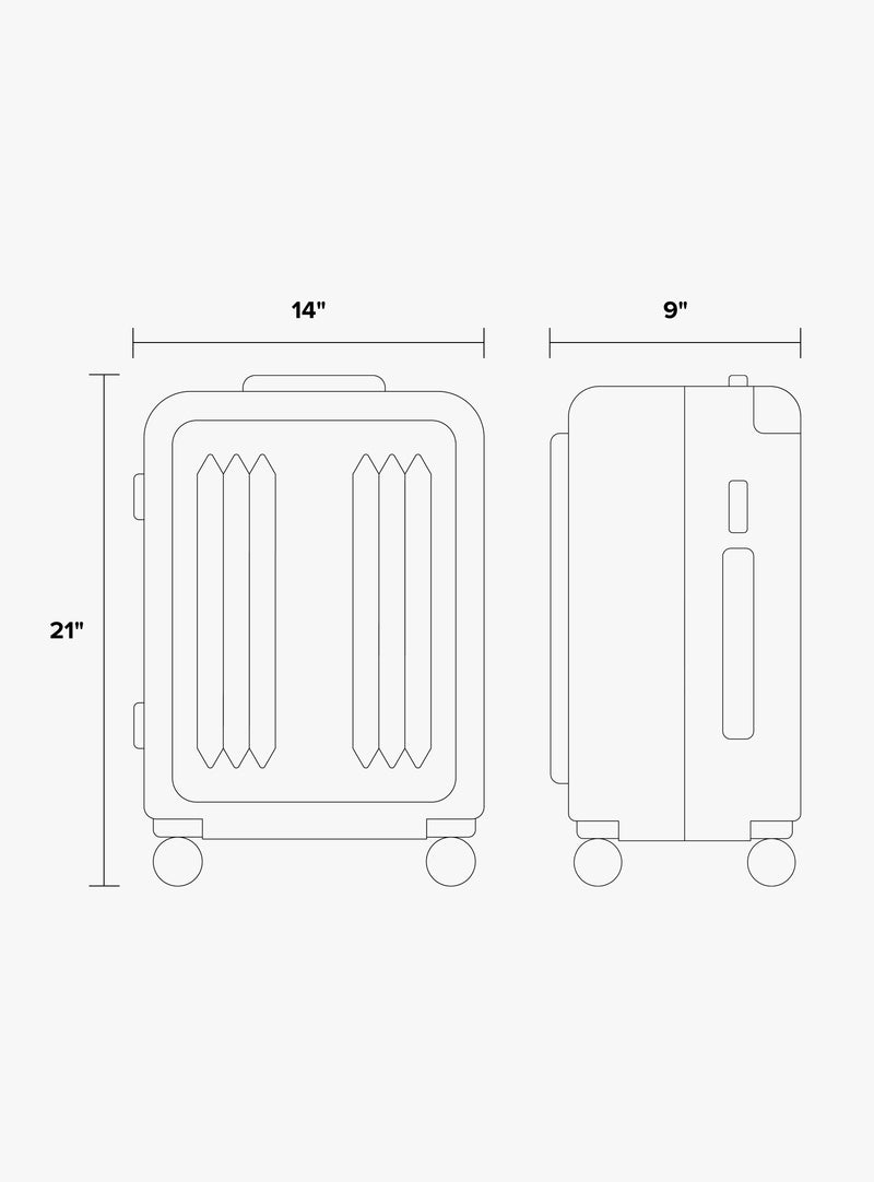 Amber front pocket carry-on luggage dimensions;