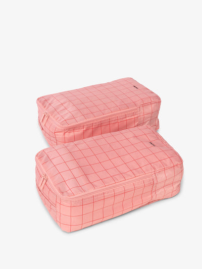 CALPAK Compakt shoe bag set in pink grid; KSB2001-PINK-GRID