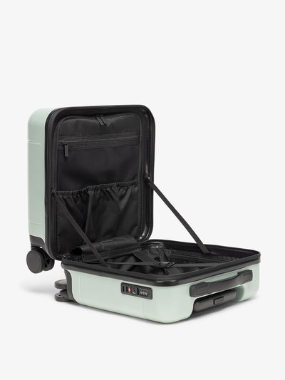 CALPAK Hue mini luggage bag compartments and compression straps