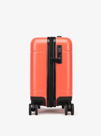 red CALPAK Hue mini carry on luggage with tsa approved lock