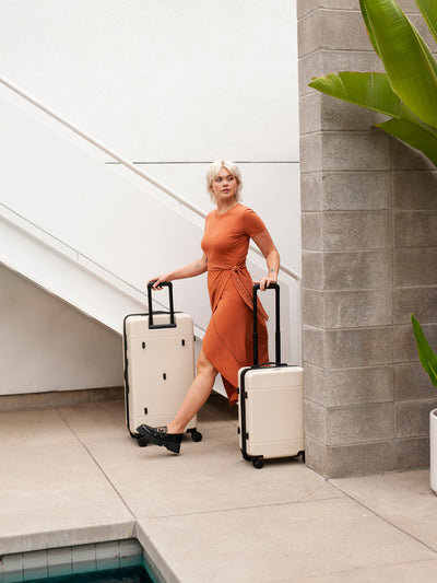 CALPAK model with check in suitcase and trunk luggage from Hue luggage collection