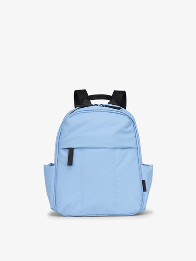 CALPAK Luka Mini Backpack for essentials for everyday use with puffy exterior and water resistant interior lining in light blue; BPM2201-WINTER-SKY
